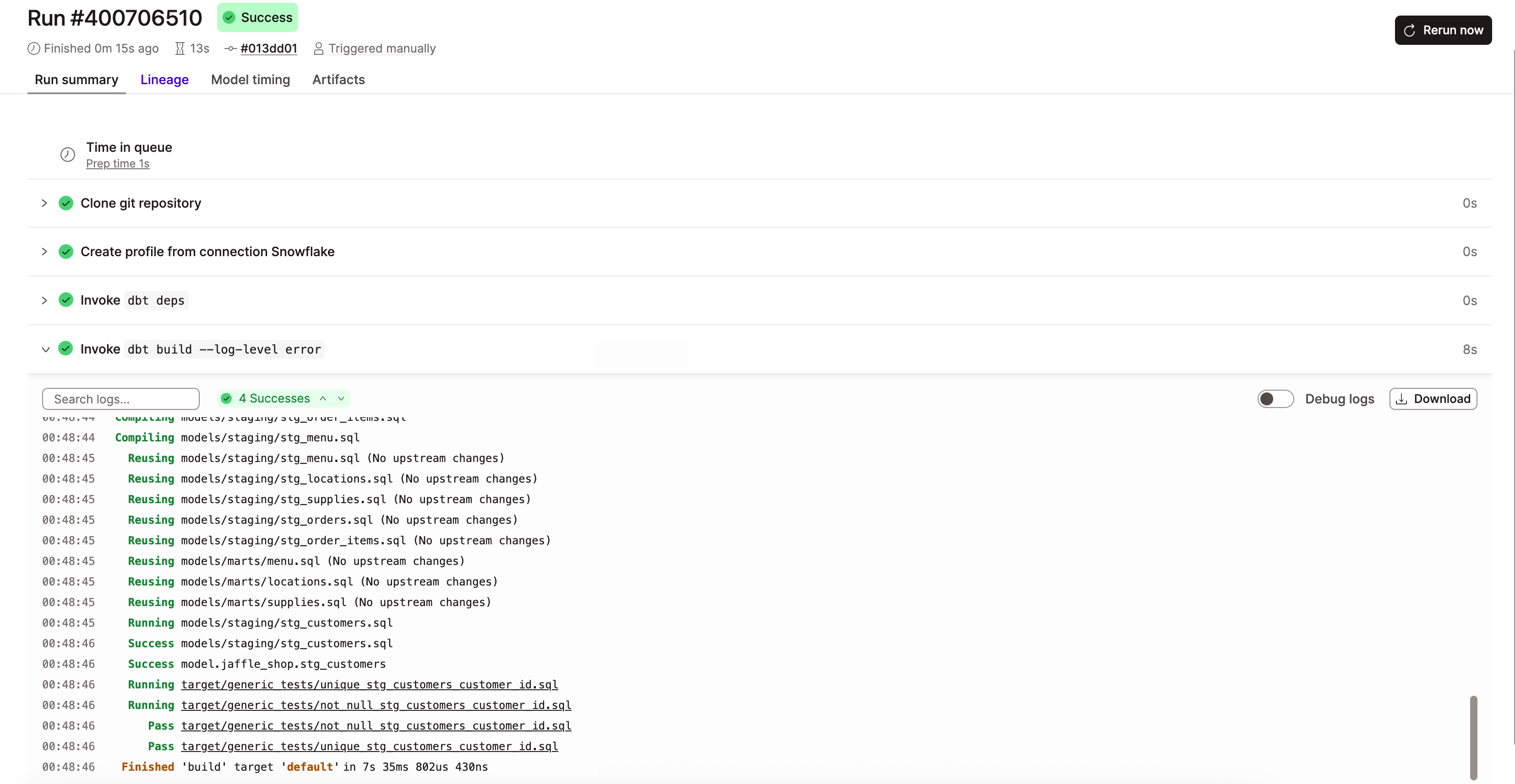 Example logs for state-aware orchestration